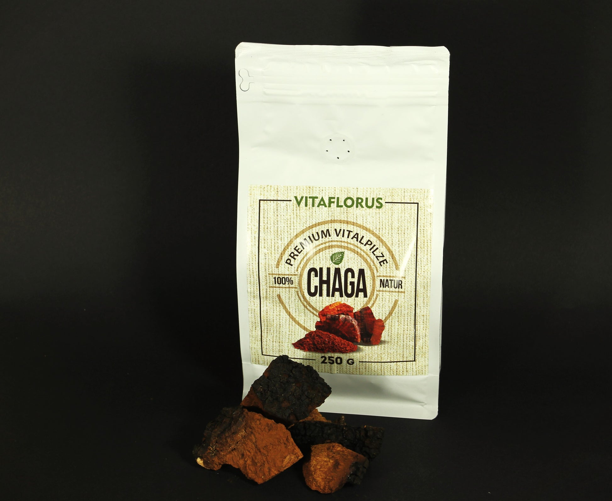 250g Wilder Chaga Pilz Brocken 2-6 cm
